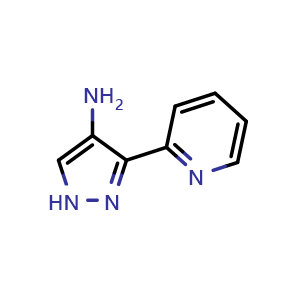 Chemical structure of 3-(pyridin-2-yl)-1H-pyrazol-4-amine , CAS 896467-81-5, AChemBlock S88466