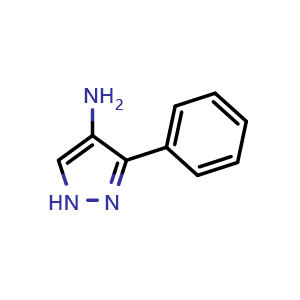 Chemical structure of 3-phenyl-1H-pyrazol-4-amine , CAS 91857-86-2, AChemBlock S88470