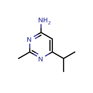 Chemical structure of 6-isopropyl-2-methylpyrimidin-4-amine , CAS 95206-97-6, AChemBlock S88477