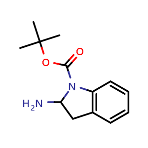 Chemical structure of tert-butyl 2-aminoindoline-1-carboxylate , CAS 2639625-80-0, AChemBlock S88489