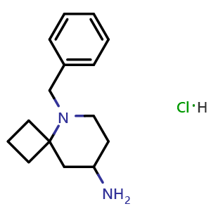 Chemical structure of 5-benzyl-5-azaspiro[3.5]nonan-8-amine hydorchloride , CAS 3026696-54-5, AChemBlock S88490