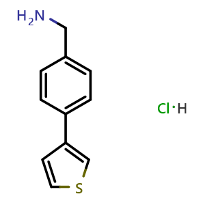 Chemical structure of (4-(thiophen-3-yl)phenyl)methanamine hydrochloride , CAS 2375194-92-4, AChemBlock S88535