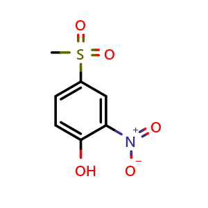 Chemical structure of 4-(methylsulfonyl)-2-nitrophenol , CAS 97-10-9, AChemBlock S88639
