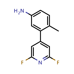 Chemical structure of 3-(2,6-Difluoropyridin-4-yl)-4-methylaniline , CAS 1800399-19-2, AChemBlock S88642