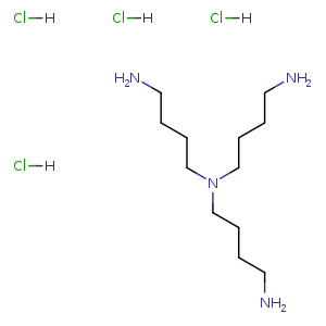 Chemical structure of N,N,N-Tris(4-aminobutyl)amine Tetrahydrochloride , CAS 148275-59-6, AChemBlock S88647