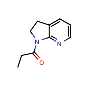 Chemical structure of 1-(2,3-dihydro-1H-pyrrolo[2,3-b]pyridin-1-yl)propan-1-one , CAS 1882012-45-4, AChemBlock S88665