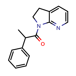Chemical structure of 1-(2,3-dihydro-1H-pyrrolo[2,3-b]pyridin-1-yl)-2-phenylpropan-1-one , CAS 2375195-93-8, AChemBlock S88667