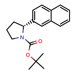 Chemical structure of tert-butyl (R)-2-(naphthalen-2-yl)pyrrolidine-1-carboxylate , CAS 1314325-20-6, AChemBlock S88676