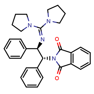 Chemical structure of 2-((1R,2R)-2-((di(pyrrolidin-1-yl)methylene)amino)-1,2-diphenylethyl)isoindoline-1,3-dione , AChemBlock S88680