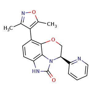 Chemical structure of (R)-6-(3,5-dimethylisoxazol-4-yl)-3-(pyridin-2-yl)-3,4-dihydro-5-oxa-1,2a-diazaacenaphthylen-2(1H)-one , CAS 1628607-63-5, AChemBlock S88686