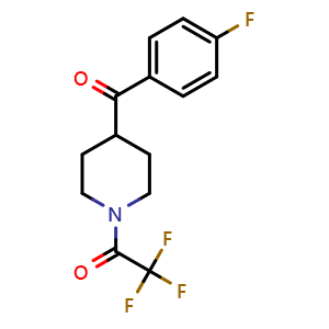 Chemical structure of 2,2,2-trifluoro-1-(4-(4-fluorobenzoyl)piperidin-1-yl)ethan-1-one , CAS 1159982-32-7, AChemBlock S88698