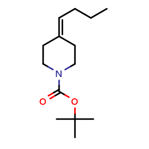 Chemical structure of tert-butyl 4-butylidenepiperidine-1-carboxylate , CAS 1198287-32-9, AChemBlock S88710