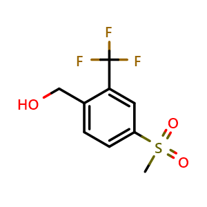 Chemical structure of (4-(methylsulfonyl)-2-(trifluoromethyl)phenyl)methanol , CAS 1215323-17-3, AChemBlock S88714