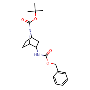 Chemical structure of tert-butyl 2-(((benzyloxy)carbonyl)amino)-7-azabicyclo[2.2.1]heptane-7-carboxylate , CAS 1221818-02-5, AChemBlock S88715