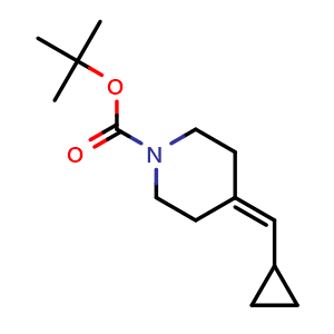 Chemical structure of tert-butyl 4-(cyclopropylmethylene)piperidine-1-carboxylate , CAS 1241725-69-8, AChemBlock S88721