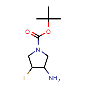 Chemical structure of tert-butyl 3-amino-4-fluoropyrrolidine-1-carboxylate , CAS 1260848-87-0, AChemBlock S88726