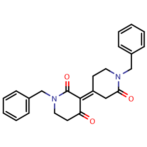 Chemical structure of (E)-1,1'-dibenzyl-5,5',6,6'-tetrahydro-1'H,2H-[3,4'-bipyridinylidene]-2,2',4(1H,3'H)-trione , CAS 1283734-84-8, AChemBlock S88729