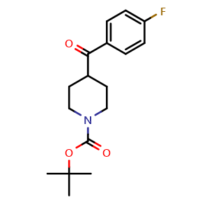 Chemical structure of tert-butyl 4-(4-fluorobenzoyl)piperidine-1-carboxylate , CAS 160296-40-2, AChemBlock S88747