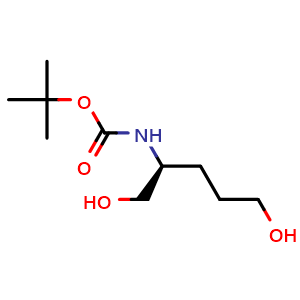 Chemical structure of tert-butyl (S)-(1,5-dihydroxypentan-2-yl)carbamate , CAS 162955-48-8, AChemBlock S88749