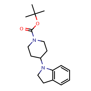 Chemical structure of tert-butyl 4-(indolin-1-yl)piperidine-1-carboxylate , CAS 400828-91-3, AChemBlock S88794
