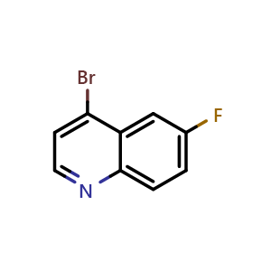 Chemical structure of 4-bromo-6-fluoroquinoline , CAS 661463-17-8, AChemBlock S88809