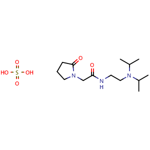 Chemical structure of N-(2-(diisopropylamino)ethyl)-2-(2-oxopyrrolidin-1-yl)acetamide sulfate , CAS 72869-16-0, AChemBlock S88813