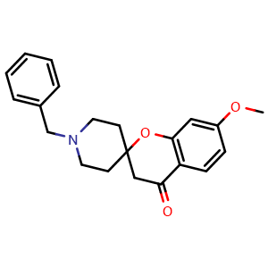 Chemical structure of 1'-benzyl-7-methoxyspiro[chromane-2,4'-piperidin]-4-one , CAS 868361-89-1, AChemBlock S88825
