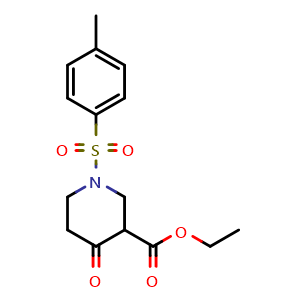Chemical structure of ethyl 4-oxo-1-tosylpiperidine-3-carboxylate , CAS 95034-88-1, AChemBlock S88834
