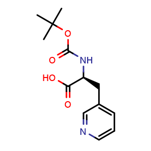Chemical structure of (S)-2-((tert-butoxycarbonyl)amino)-3-(pyridin-3-yl)propanoic acid , CAS 117142-26-4, AChemBlock S88870