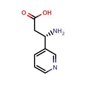 Chemical structure of (S)-3-amino-3-(pyridin-3-yl)propanoic acid , CAS 129043-04-5, AChemBlock S88875