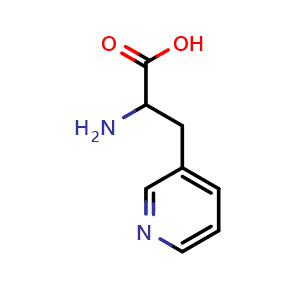 Chemical structure of 2-amino-3-(pyridin-3-yl)propanoic acid , CAS 17470-24-5, AChemBlock S88890
