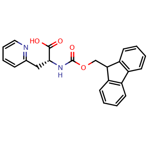 Chemical structure of (R)-2-((((9H-fluoren-9-yl)methoxy)carbonyl)amino)-3-(pyridin-2-yl)propanoic acid , CAS 185379-39-9, AChemBlock S88892