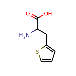 Chemical structure of 2-Amino-3-(thiophen-2-yl)propanoic acid , CAS 2021-58-1, AChemBlock S88901