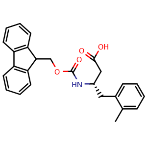Chemical structure of (S)-3-((((9H-fluoren-9-yl)methoxy)carbonyl)amino)-4-(o-tolyl)butanoic acid , CAS 270062-91-4, AChemBlock S88952