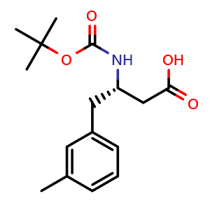 Chemical structure of (S)-3-((tert-butoxycarbonyl)amino)-4-(m-tolyl)butanoic acid , CAS 270062-93-6, AChemBlock S88954