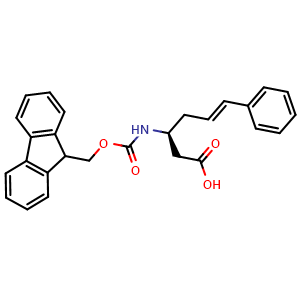 Chemical structure of (S,E)-3-((((9H-fluoren-9-yl)methoxy)carbonyl)amino)-6-phenylhex-5-enoic acid , CAS 270596-45-7, AChemBlock S88991