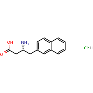 Chemical structure of (R)-3-amino-4-(naphthalen-2-yl)butanoic acid hydrochloride , CAS 331847-02-0, AChemBlock S89017