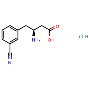 Chemical structure of (S)-3-amino-4-(3-cyanophenyl)butanoic acid hydrochloride , CAS 332061-86-6, AChemBlock S89021