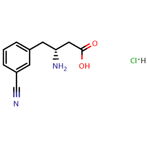 Chemical structure of (R)-3-amino-4-(3-cyanophenyl)butanoic acid hydrochloride , CAS 332061-87-7, AChemBlock S89022