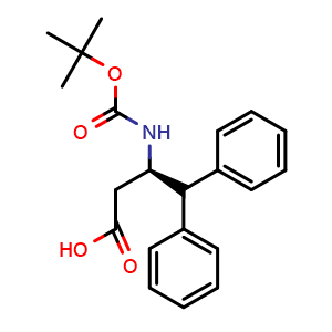 Chemical structure of (R)-3-((tert-butoxycarbonyl)amino)-4,4-diphenylbutanoic acid , CAS 332062-06-3, AChemBlock S89027
