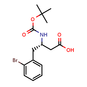 Chemical structure of (S)-4-(2-bromophenyl)-3-((tert-butoxycarbonyl)amino)butanoic acid , CAS 403661-78-9, AChemBlock S89045