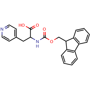 Chemical structure of 2-((((9H-fluoren-9-yl)methoxy)carbonyl)amino)-3-(pyridin-4-yl)propanoic acid , CAS 746672-87-7, AChemBlock S89080