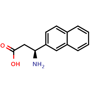 Chemical structure of (S)-3-amino-3-(naphthalen-2-yl)propanoic acid , CAS 767282-94-0, AChemBlock S89083