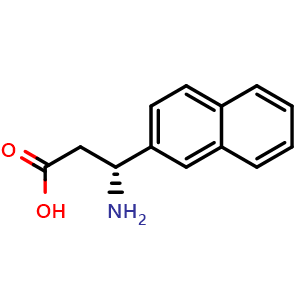 Chemical structure of (R)-3-amino-3-(naphthalen-2-yl)propanoic acid , CAS 786637-72-7, AChemBlock S89087