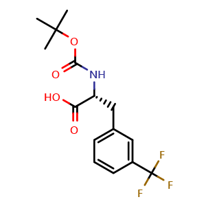 Chemical structure of (R)-2-((tert-butoxycarbonyl)amino)-3-(3-(trifluoromethyl)phenyl)propanoic acid , CAS 82317-82-6, AChemBlock S89090