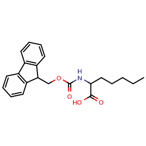 Chemical structure of 2-((((9H-fluoren-9-yl)methoxy)carbonyl)amino)heptanoic acid , CAS 1219184-45-8, AChemBlock S89113