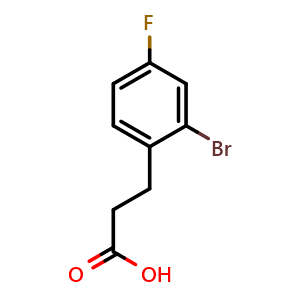 Chemical structure of 3-(2-bromo-4-fluorophenyl)propanoic acid , CAS 174603-55-5, AChemBlock S89140