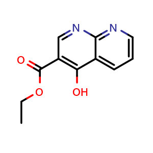 Chemical structure of ethyl 4-hydroxy-1,8-naphthyridine-3-carboxylate , CAS 67992-11-4, AChemBlock S89156
