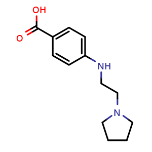 Chemical structure of 4-((2-(pyrrolidin-1-yl)ethyl)amino)benzoic acid , CAS 1225863-00-2, AChemBlock S89177