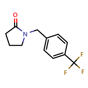 Chemical structure of 1-(4-(trifluoromethyl)benzyl)pyrrolidin-2-one , CAS 1353087-69-0, AChemBlock S89179